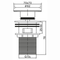 Донный клапан BelBagno, с переливом, хром, BB-PCU-07-CRM