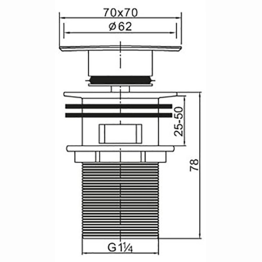 Донный клапан BelBagno, с переливом, хром, BB-PCU-07-CRM
