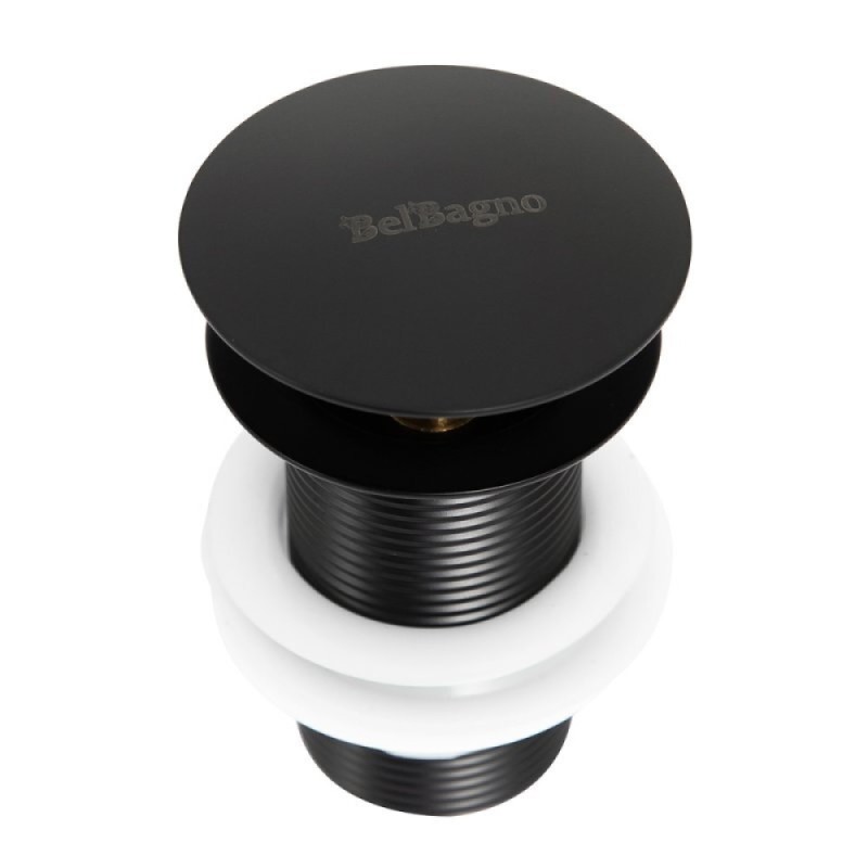 Донный клапан BelBagno, черный матовый, без перелива, BB-SC-NERO