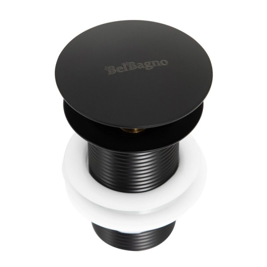 Донный клапан BelBagno, черный матовый, без перелива, BB-SC-NERO