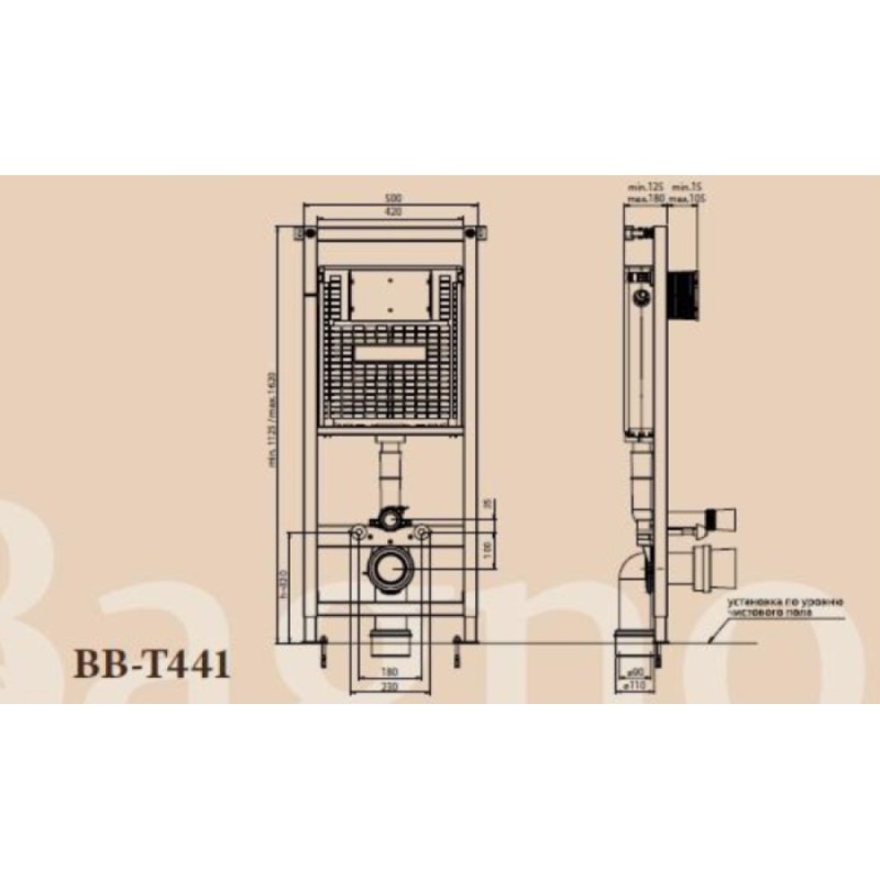 Инсталляция BelBagno BB-T441 для подвесного унитаза
