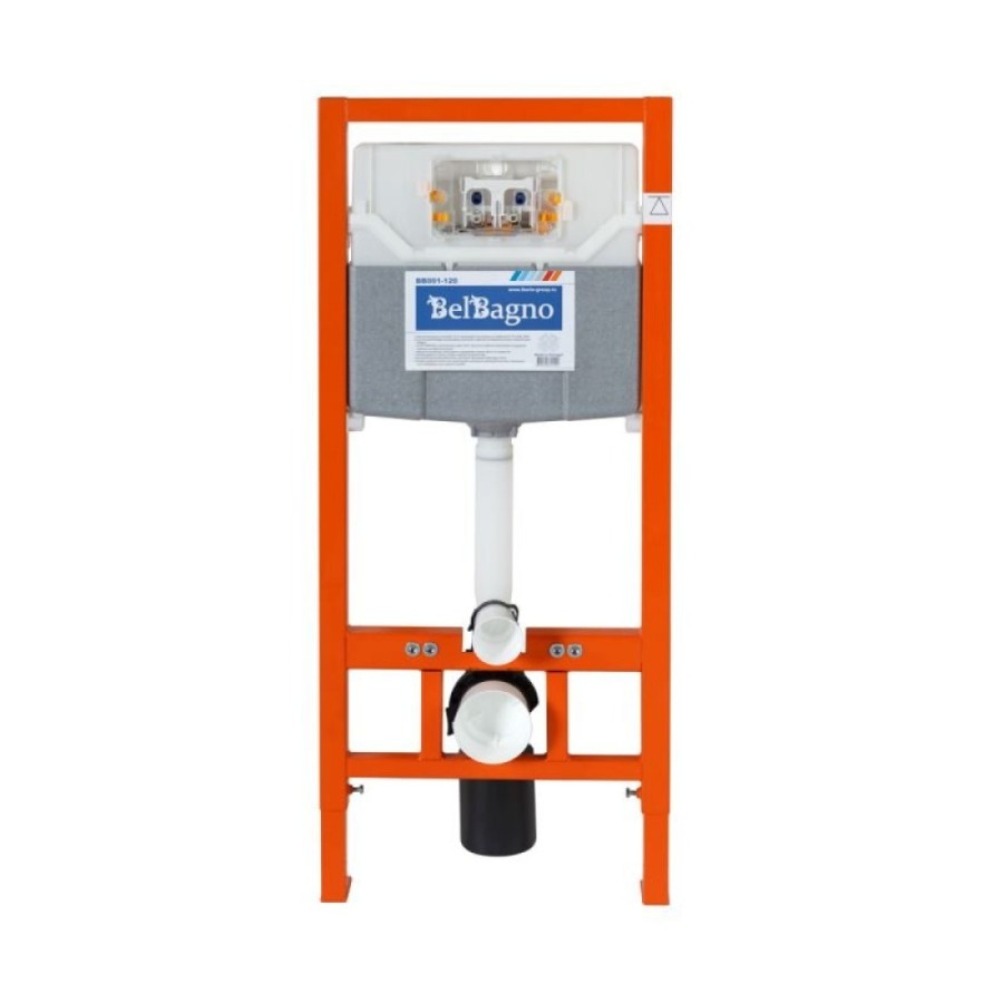 Инсталляция BelBagno для подвесного унитаза BB001-120, клавиша белая BB014-SR-BIANCO