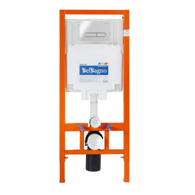 Инсталляция BelBagno для подвесного унитаза BB002-80, клавиша хром BB005-PR-CHROME