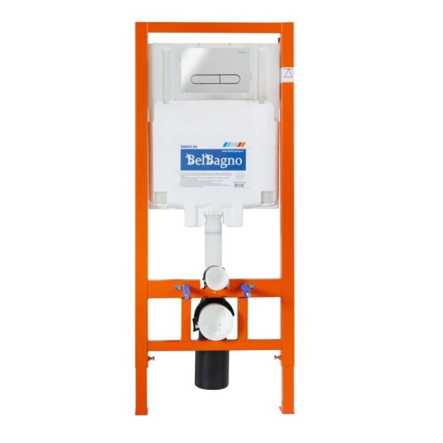 Инсталляция BelBagno для подвесного унитаза BB002-80, клавиша хром BB005-PR-CHROME