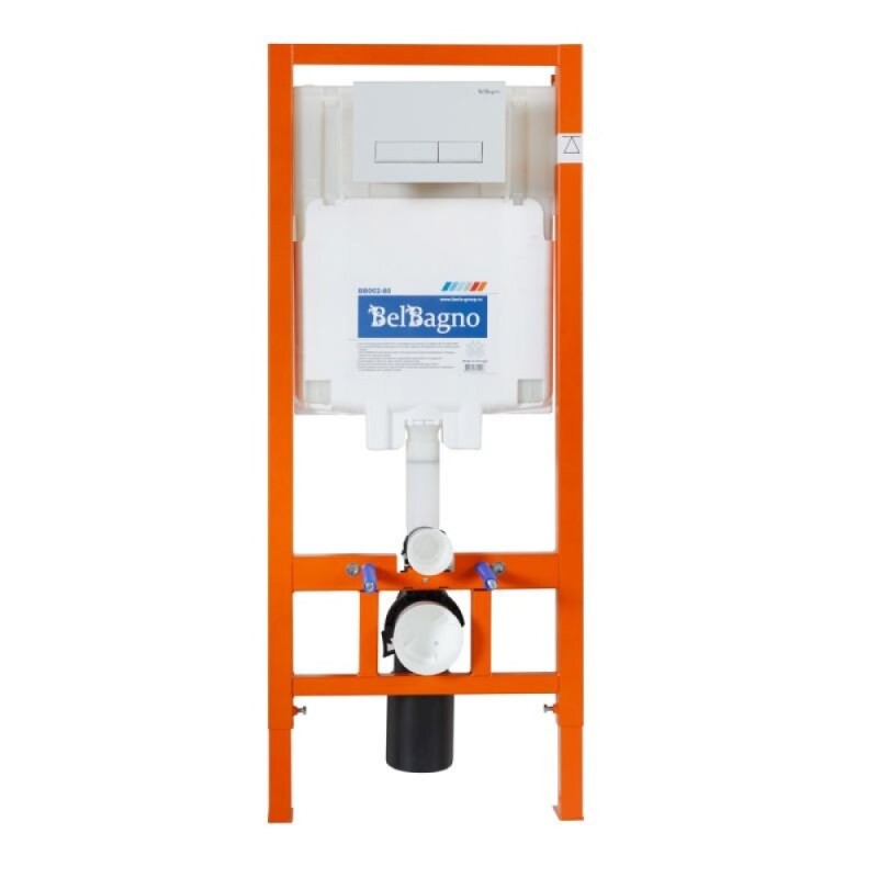 Инсталляция BelBagno для подвесного унитаза BB002-80, клавиша белая BB009-MR-BIANCO