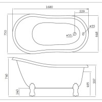 Ванна акриловая BelBagno, BB01BAFS-CRM, львиные лапы хром