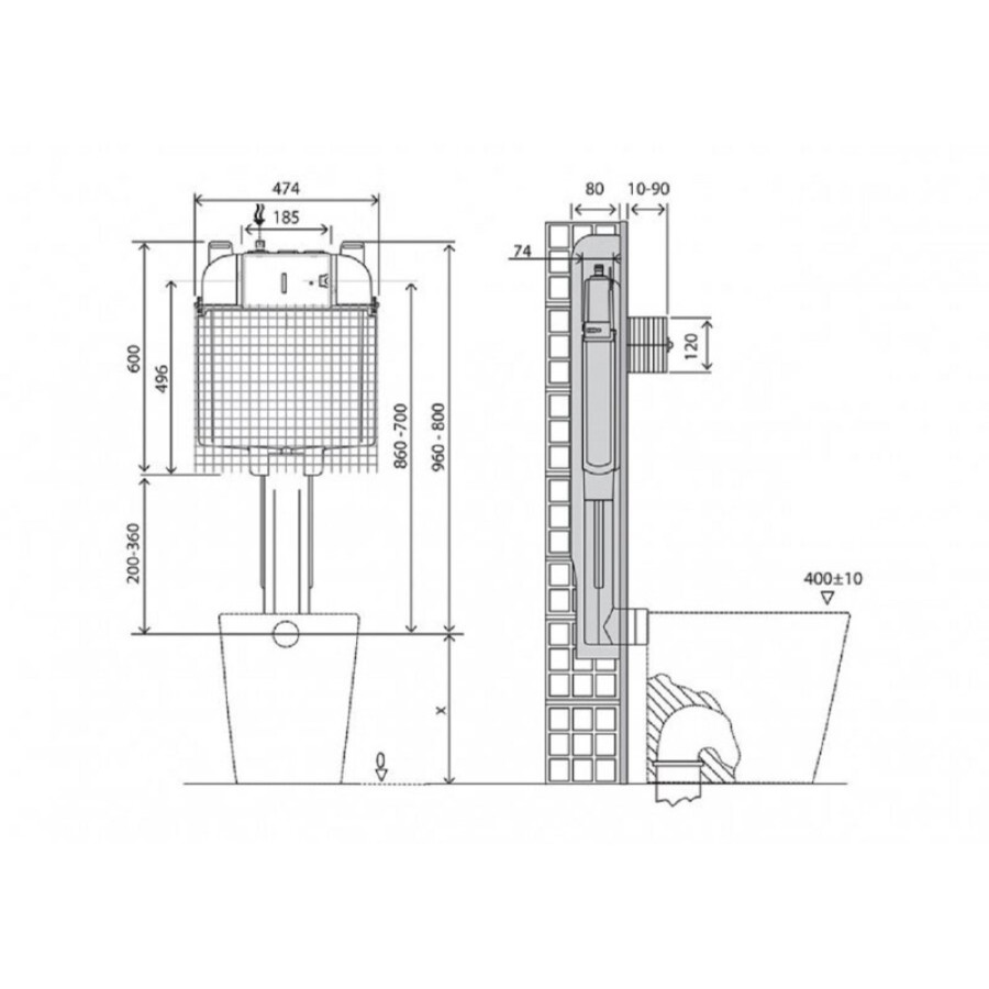 Бачок скрытого монтажа BelBagno CS для напольного унитаза, BB025-CS