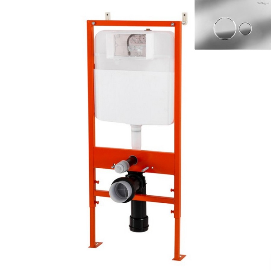 Инсталляция BelBagno BB026/BB081CR для подвесного унитаза с клавишей смыва, цвет хром