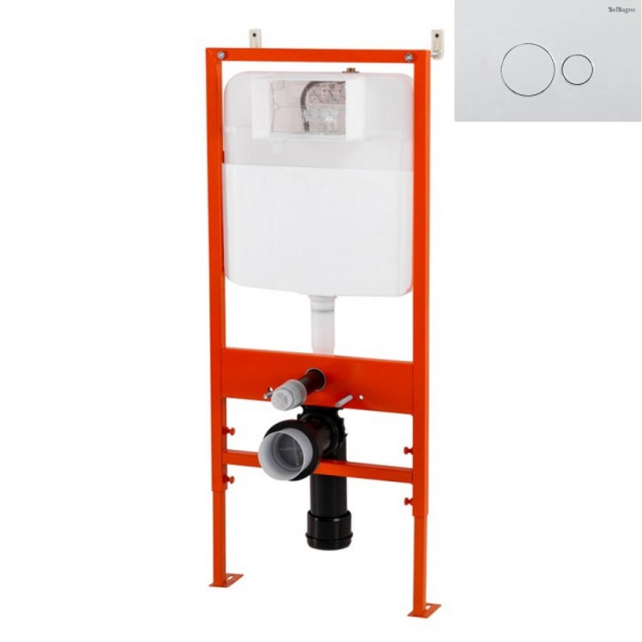 Инсталляция BelBagno BB026/BB082BL для подвесного унитаза с клавишей смыва, цвет белый