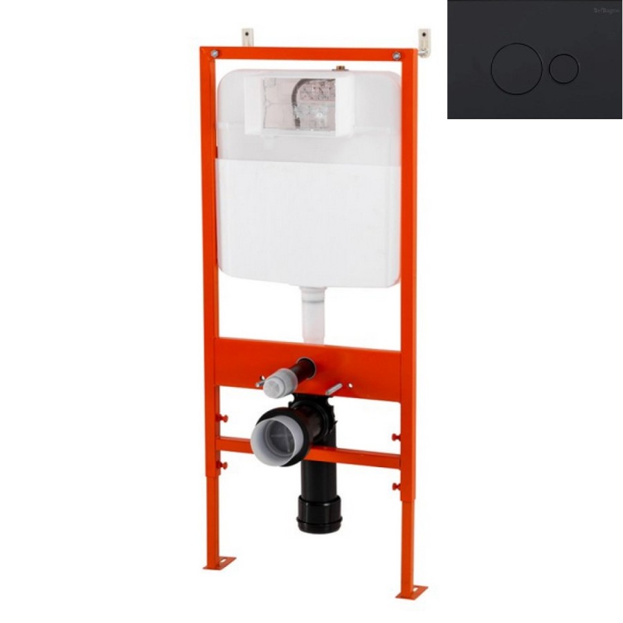 Инсталляция BelBagno BB026/BB084NERO для подвесного унитаза с клавишей смыва, цвет черный матовый