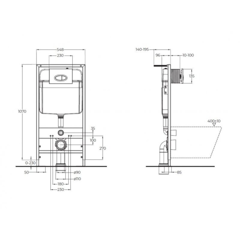 Инсталляция BelBagno BB026/BB084NERO для подвесного унитаза с клавишей смыва, цвет черный матовый