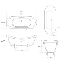 Ванна акриловая BelBagno BB05, 185 х 75 см, белая