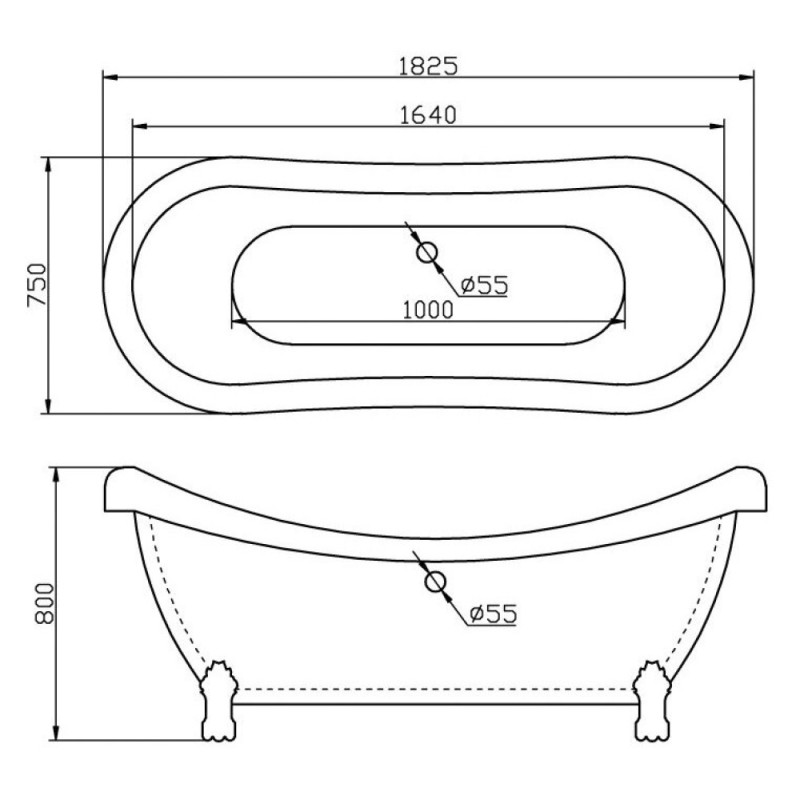 Ванна акриловая BelBagno BB05-ORO