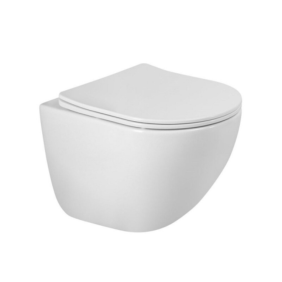 Подвесной унитаз BelBagno Amanda-Tor BB051CH-TOR-FC/SC, безободковый, смыв Tornado, сиденье микролифт, белый