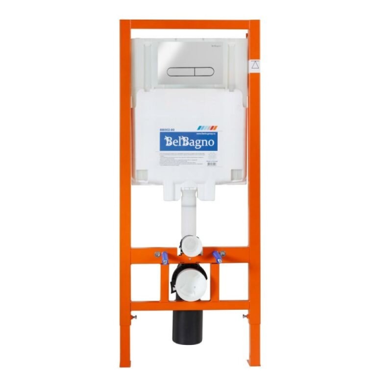 Инсталляция BelBagno с унитазом BelBagno Amanda BB051CHR, сиденье микролифт, клавиша хром, комплект