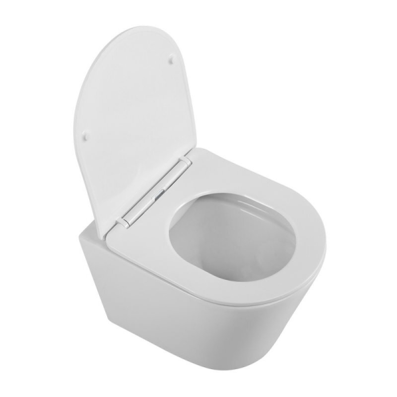 Подвесной безободковый унитаз BelBagno Flay-R BB053CHR/SC, сиденье микролифт, белый
