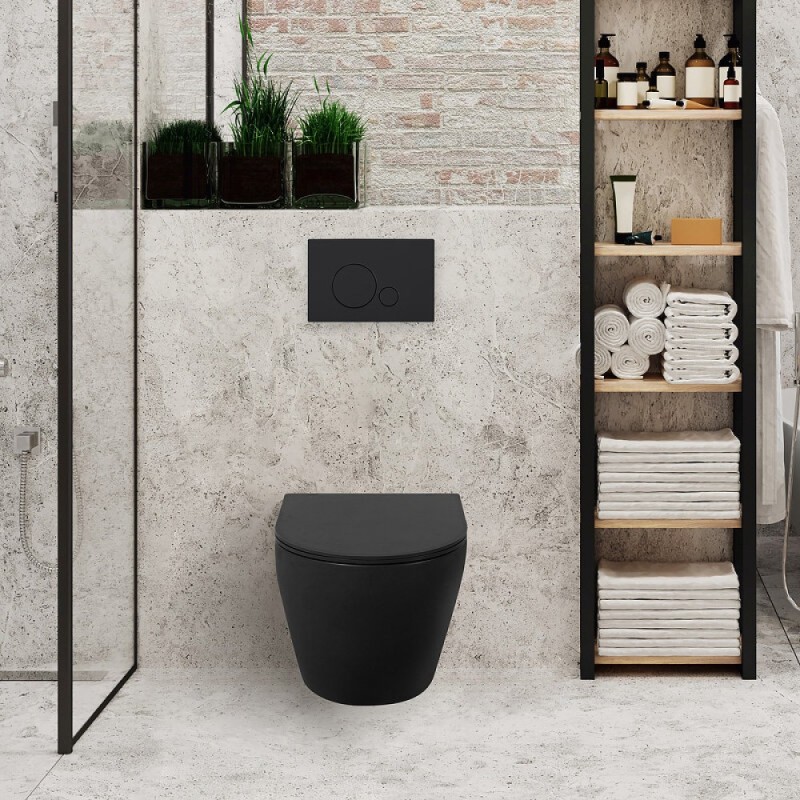 Унитаз подвесной BelBagno COLORATO безободковый, цвет черный матовый, BB062CHR-MB