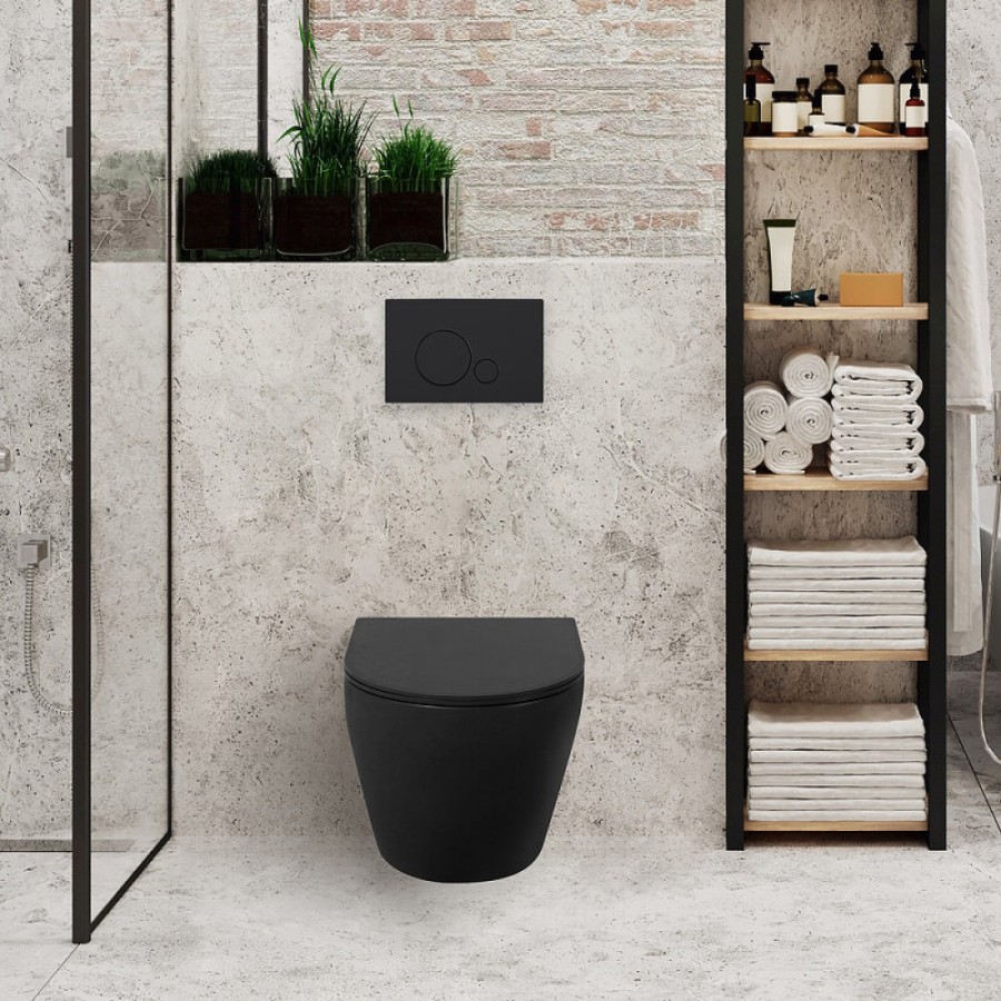 Унитаз подвесной BelBagno COLORATO безободковый, цвет черный матовый, BB062CHR-MB