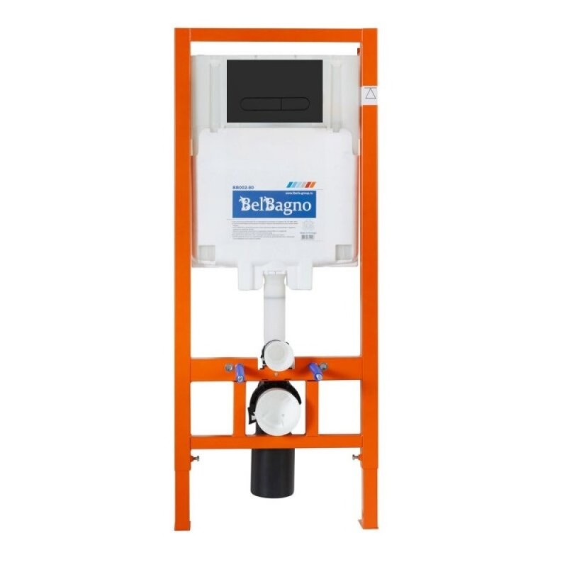 Инсталляция BelBagno BB062CHR-MB/BB062SC-MB/BB002-80/BB007-PR-NERO.M, с унитазом BelBagno Colorato, сиденье с микролифтом, клавиша черная, комплект