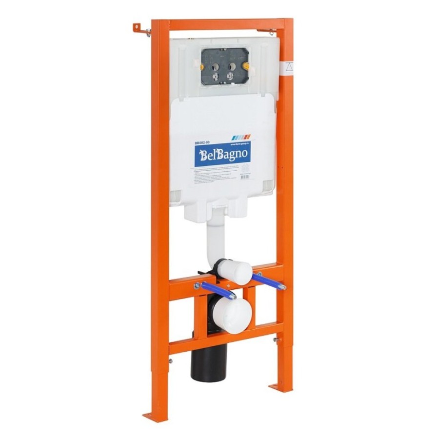 Инсталляция BelBagno Onda BB066CHR/BB870SC/BB002-80/BB014-SR-BIANCO, с белым унитазом, сиденье микролифт, клавиша смыва белая