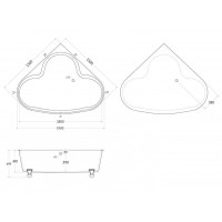 Ванна акриловая BelBagno BB07, 150 х 150 см, белая