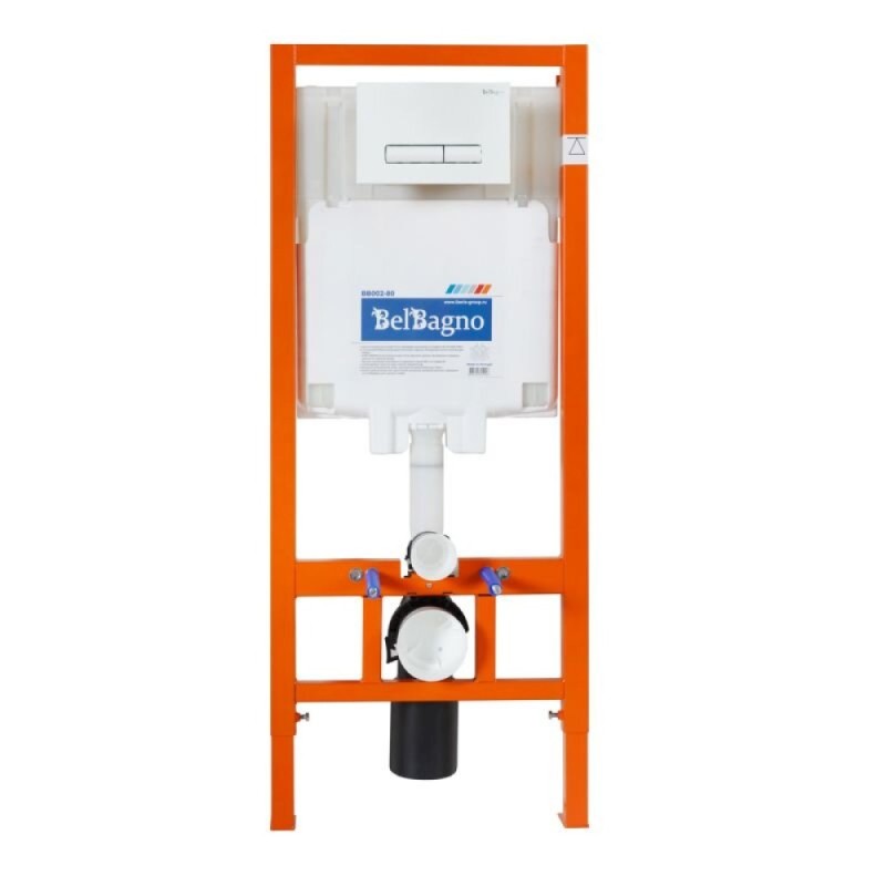 Инсталляция BelBagno с унитазом BelBagno Loto BB070CHR, сиденье с микролифтом, клавиша белый, комплект