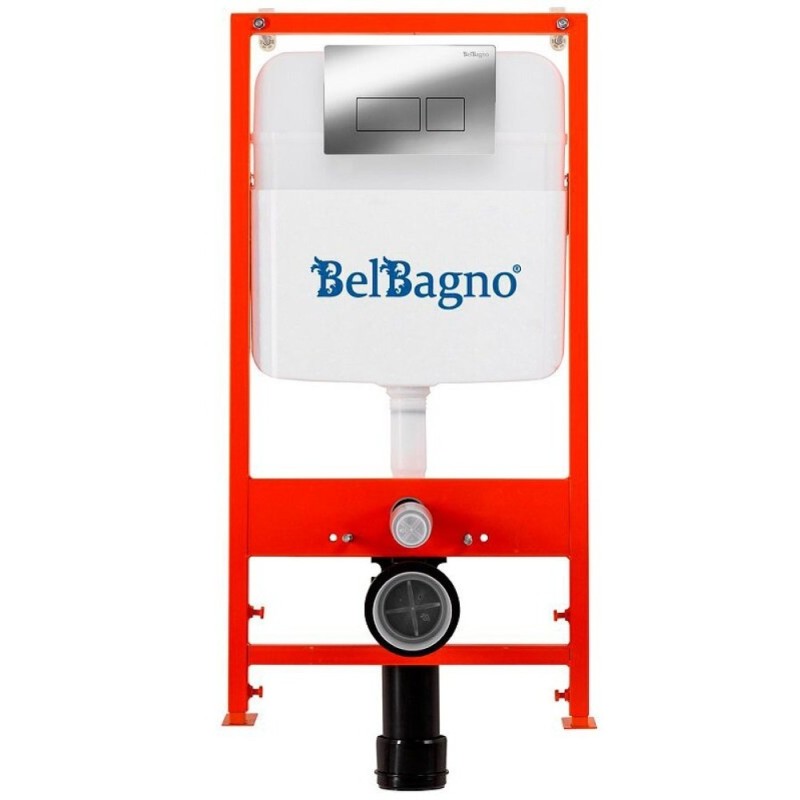 Инсталляция BelBagno с унитазом BelBagno Loto BB070CHR/SC/BB026/BB041CR, сиденье микролифт, клавиша смыва хром, белый, 4 в 1