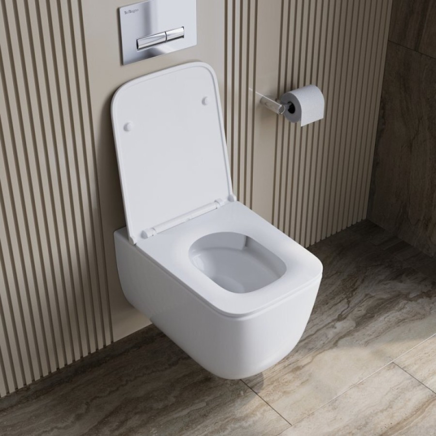 Подвесной унитаз BelBagno Tornado Luce-Tor BB076CH-TOR/SC, безободковый, сиденье микролифт, белый