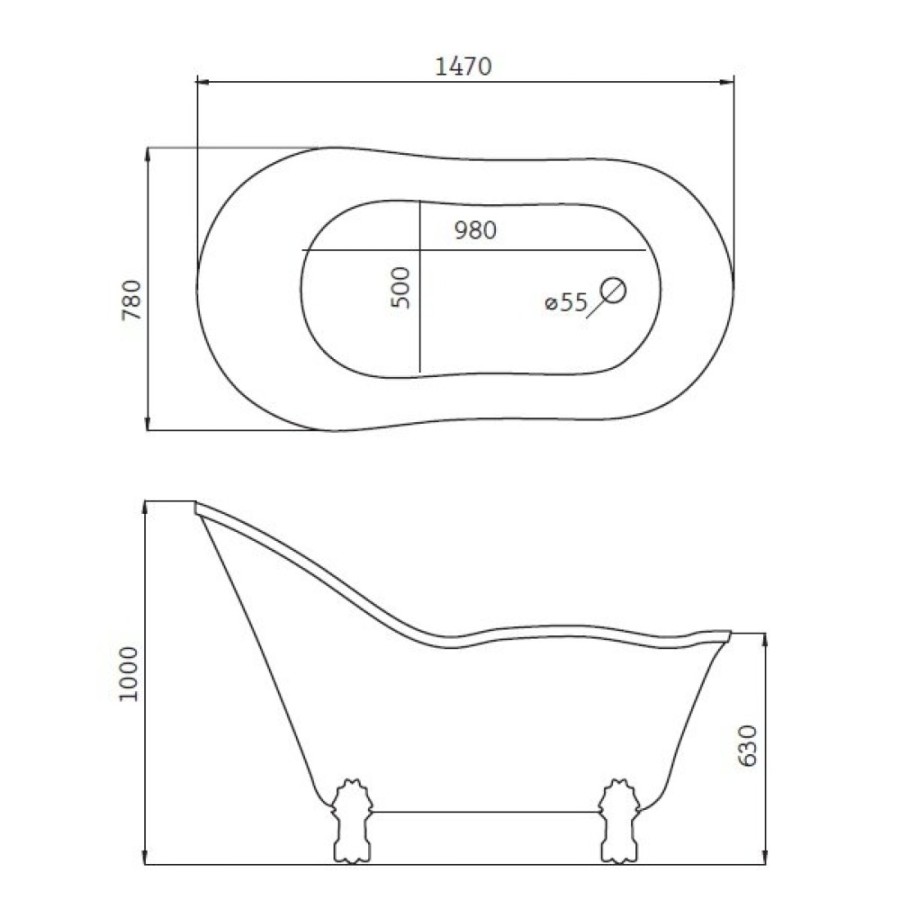 Ванна акриловая BelBagno BB08-CRM, 150 х 80 см