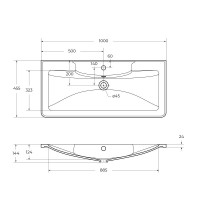Раковина BelBagno 100 см, литьевой мрамор, цвет черный матовый, BB1000/455-LV-ART-ALR-NERO