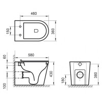 Приставной безободковый унитаз (чаша) BelBagno Flay BB1003CBR-R, белый, P-trap