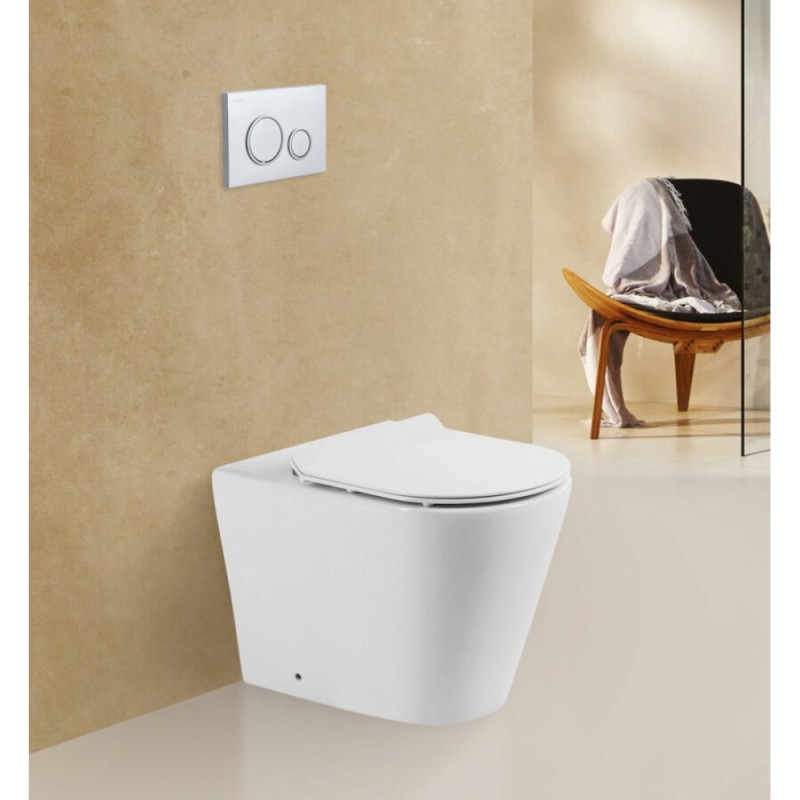 Приставной безободковый унитаз (чаша) BelBagno Flay BB1003CBR-R, белый, P-trap