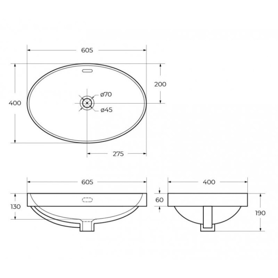 Раковина BelBagno 60 х 40 см, белый, BB1004