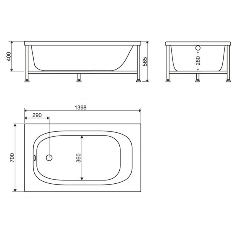 Ванна акриловая BelBagno BB101-140-70, 140 x 70 см, белая