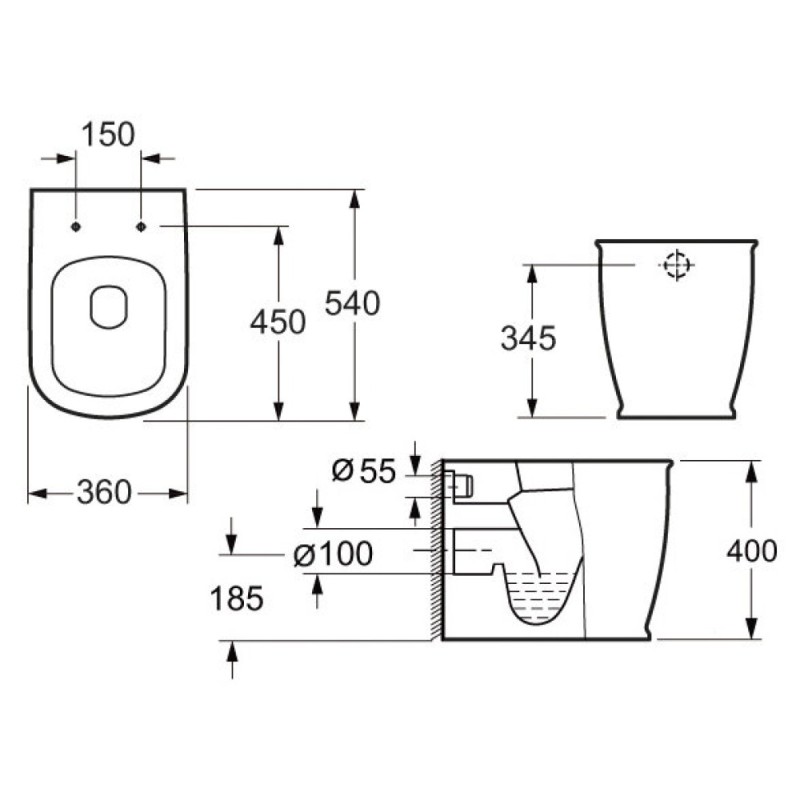 Приставной унитаз BelBagno Prado BB10150CB, белый