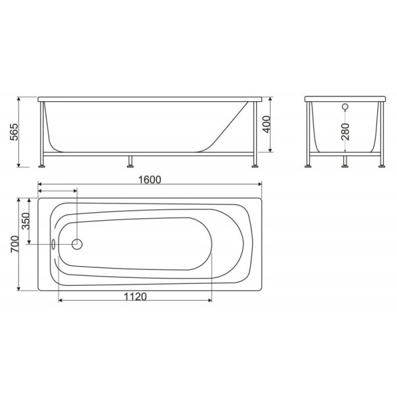 Ванна акриловая BelBagno BB102-160-70, 160 x 70 см, белая