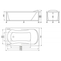 Ванна акриловая BelBagno BB103-170-75, 170 x 75 см, белая