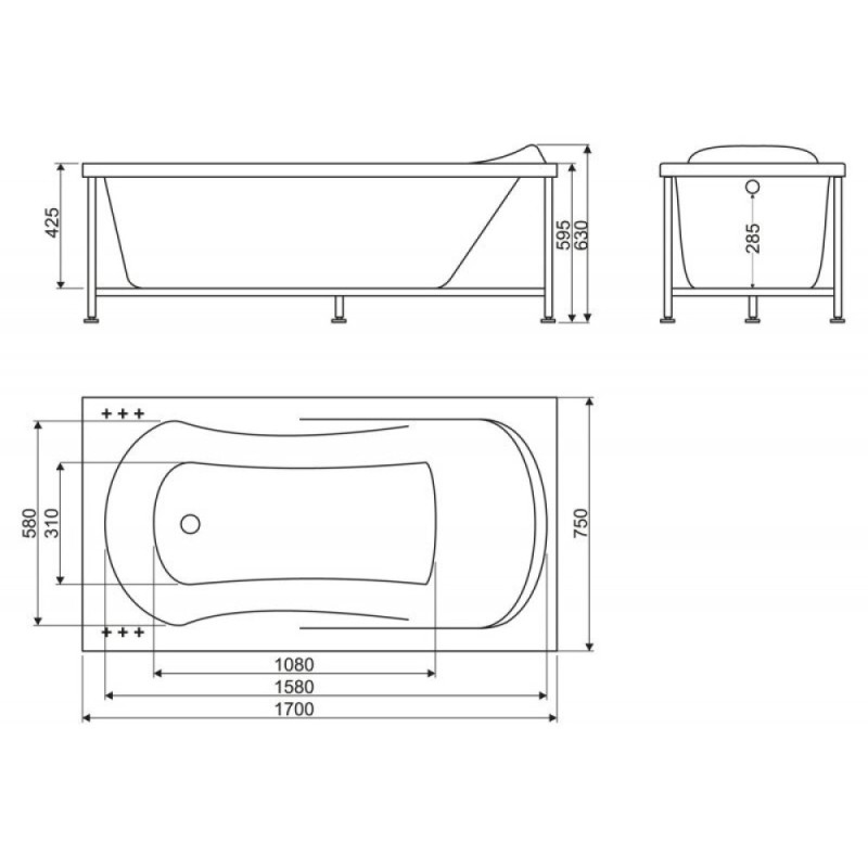 Ванна акриловая BelBagno BB103-170-75, 170 x 75 см, белая