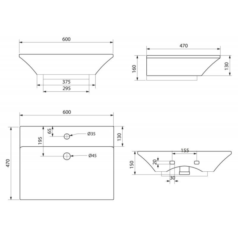 Раковина BelBagno Regina BB104L на пьедестале BB104P