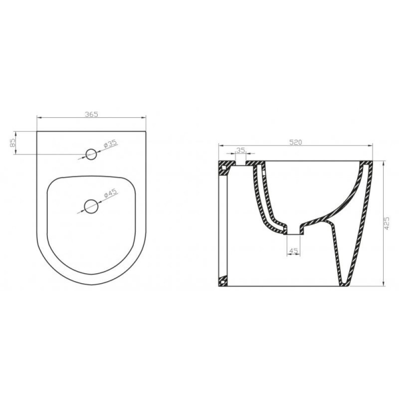 Биде напольное BelBagno Marino BB105B