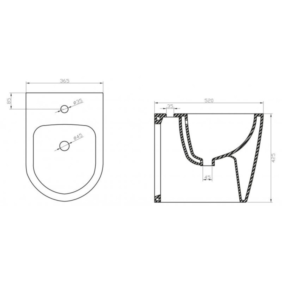 Биде напольное BelBagno Marino BB105B