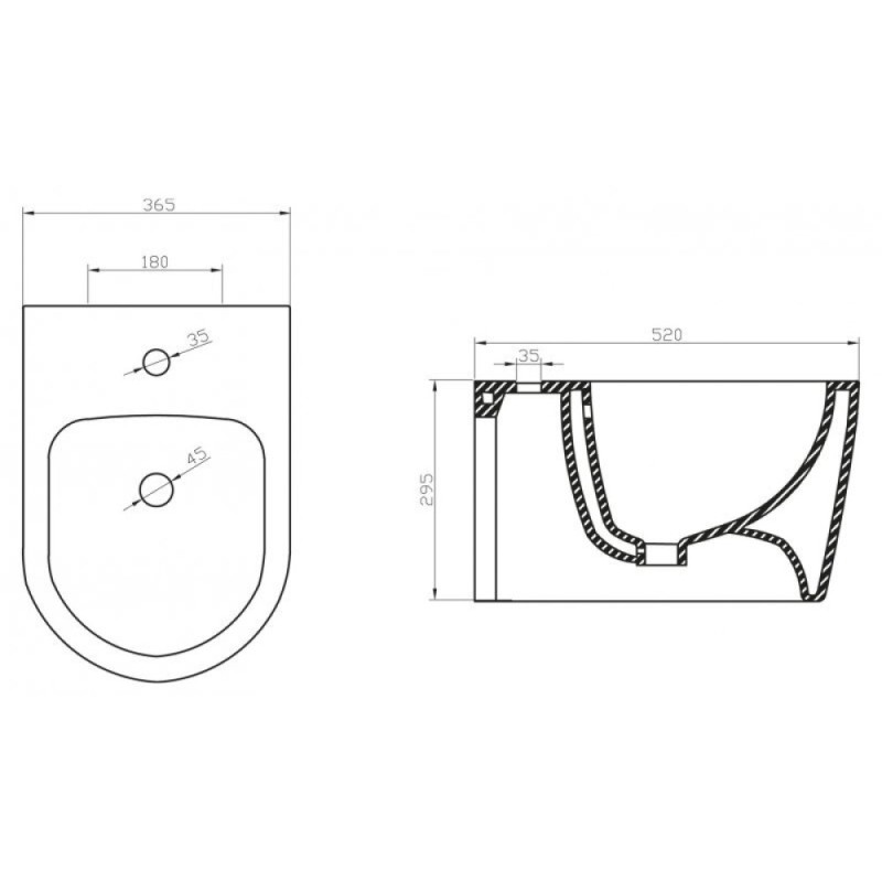 Биде BelBagno Marino BB105BH, подвесное