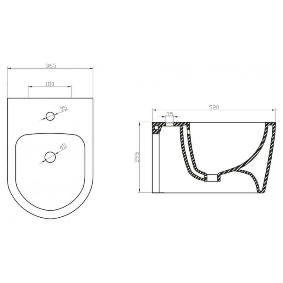 Биде BelBagno Marino BB105BH, подвесное