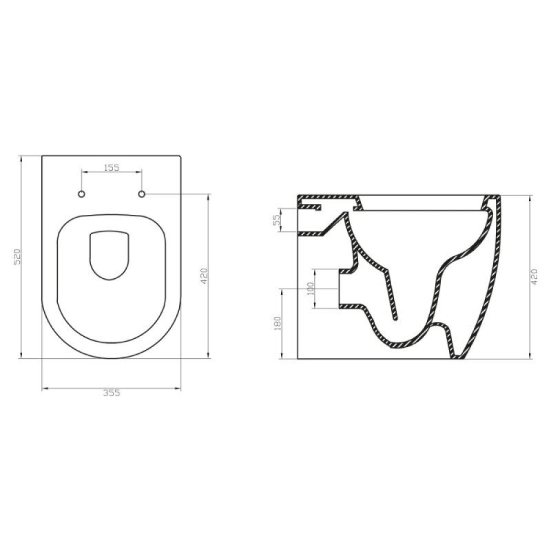 Приставной унитаз BelBagno Marino BB105CBR, безободковый