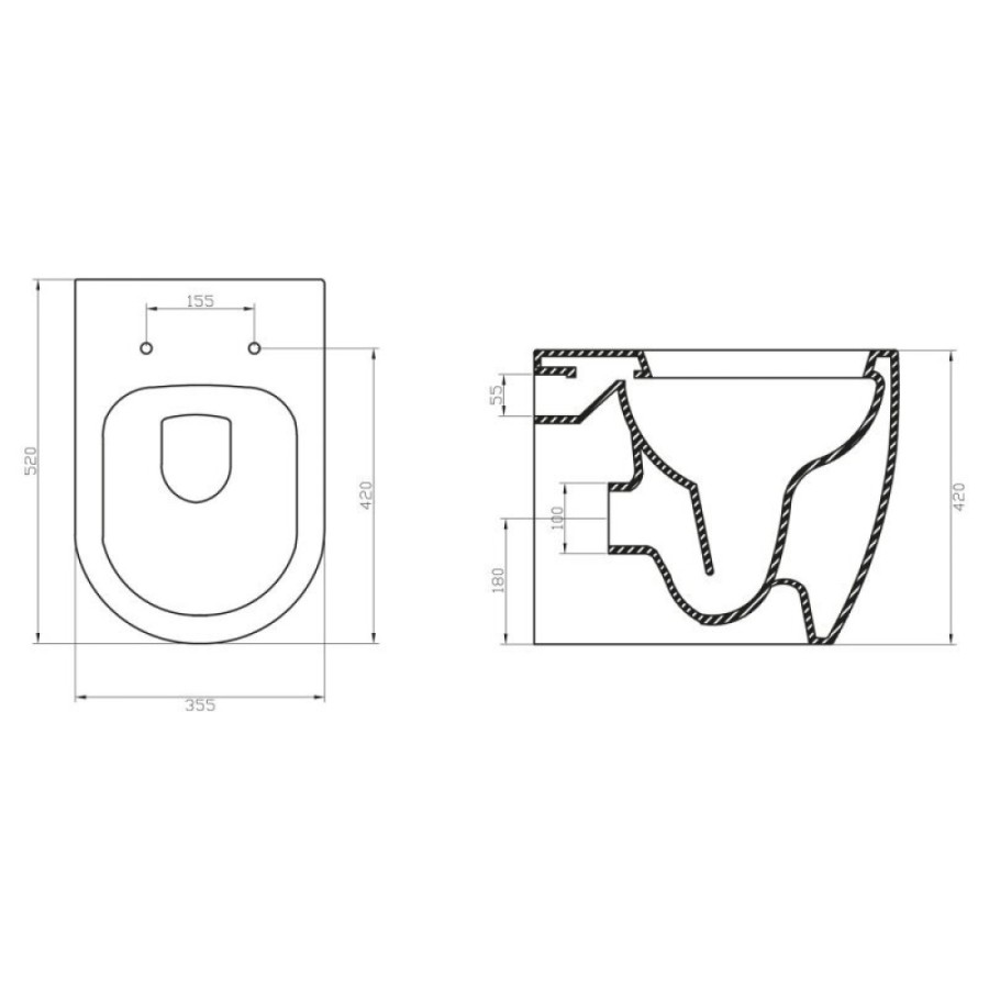 Приставной унитаз BelBagno Marino BB105CBR, безободковый