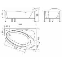 Ванна акриловая BelBagno BB106-150-105L/R, 150 x 105 см, белая