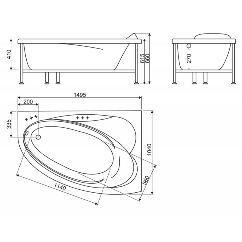 Ванна акриловая BelBagno BB106-150-105L/R, 150 x 105 см, белая