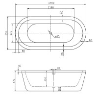 Ванна акриловая BelBagno BB12-1785, 179 х 83.5 см