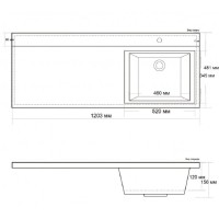 Раковина из искусственного мрамора BelBagno BB1200/480-LV-MR-L/R, 120 x 48 x 15,6 см