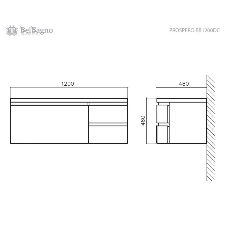 Тумба под раковину BelBagno Prospero BB1200DC/BL, цвет Bianco Lucido